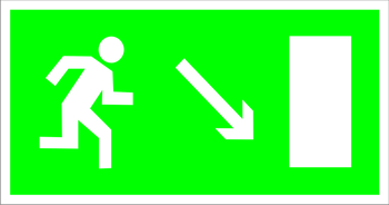 E07 направление к эвакуационному выходу направо вниз (пластик, 300х150 мм) - Знаки безопасности - Эвакуационные знаки - Магазин охраны труда ИЗО Стиль